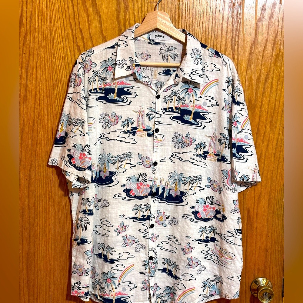 Vatpave men’s Hawaiian print‎ casual button down sz xl